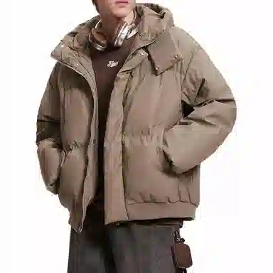 物质公式 美式复古高街云朵泡芙舒适机能图案宽松休闲加厚保暖连帽外套潮牌潮流学院风氛围感设计感面包服棉服 男女同款