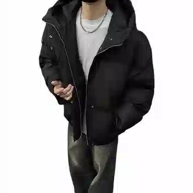 物质公式 美式复古高街云朵泡芙舒适机能图案宽松休闲加厚保暖连帽外套潮牌潮流学院风氛围感设计感面包服棉服 男女同款