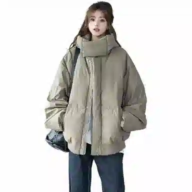 物质公式 美式复古高街云朵泡芙舒适机能图案宽松休闲加厚保暖连帽外套潮牌潮流学院风氛围感设计感面包服棉服 男女同款