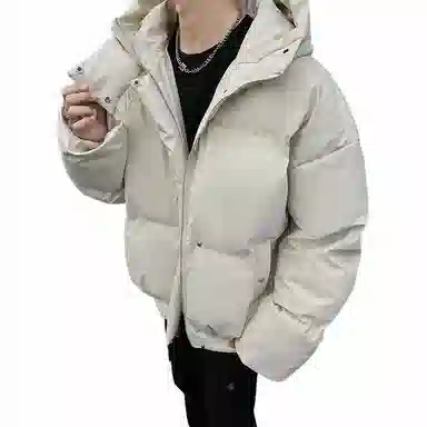 物质公式 美式复古高街云朵泡芙舒适机能图案宽松休闲加厚保暖连帽外套潮牌潮流学院风氛围感设计感面包服棉服 男女同款