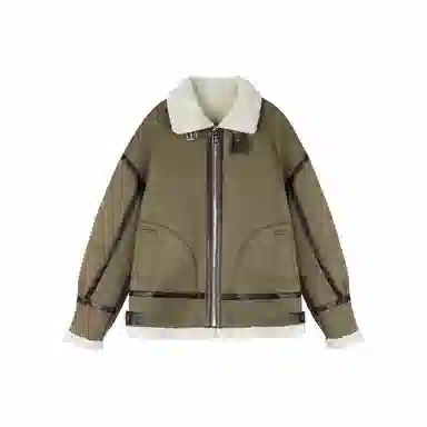 WILD LEADER Suede Jacket Khaki