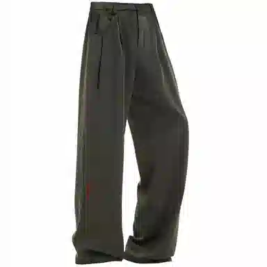 稻草人 美式高街基础纯色褶皱设计宽松垂感直筒户外降落伞兵简约运动百搭冰感系带休闲裤 男女同款