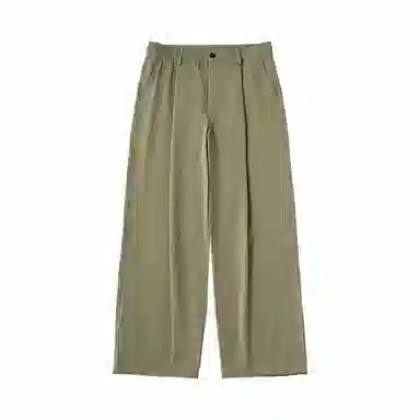 膨胀潮牌 弹力褶皱阔腿宽松纯色复古舒适百搭休闲裤 男女同款