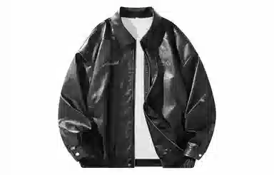 王者荣耀 马可波罗款 美式复古基础简约字母印花宽松纯色舒适皮衣 男女同款