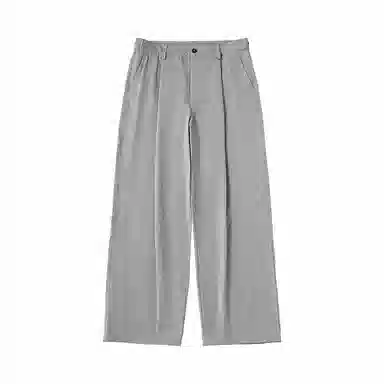 膨胀潮牌 弹力褶皱阔腿宽松纯色复古舒适百搭休闲裤 男女同款