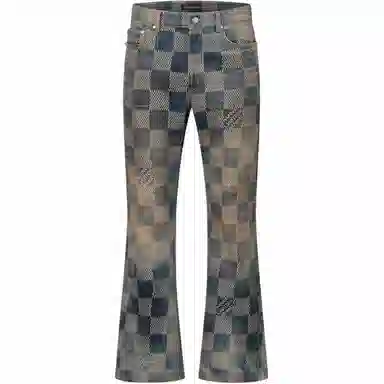 Louis Vuitton FW24 Washed Logo Flared Jeans Blue
