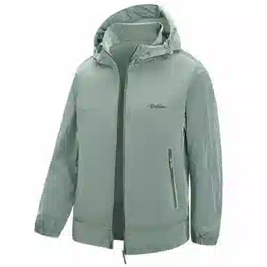 大卫贝肯 户外轻薄凉感速干字母宽松休闲防晒连帽风衣 男女同款 绿色