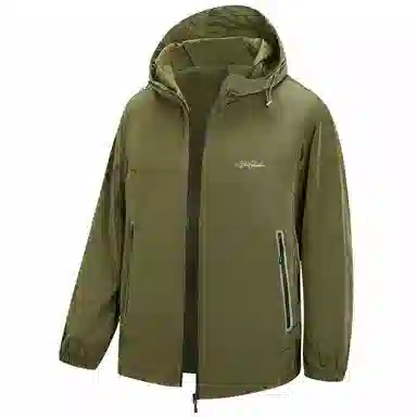 大卫贝肯 户外轻薄凉感速干字母宽松休闲防晒连帽风衣 男女同款 绿色