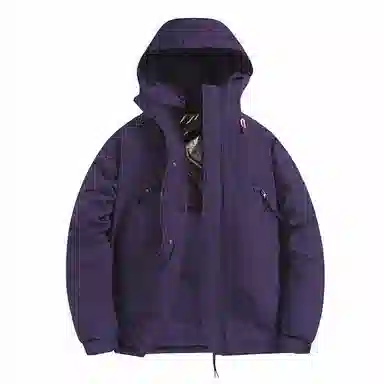 玉儿恋 纯色户外休闲运动保暖拉链连帽棉服 男女同款