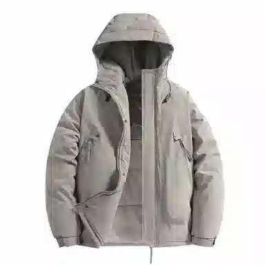 玉儿恋 纯色户外休闲运动保暖拉链连帽棉服 男女同款
