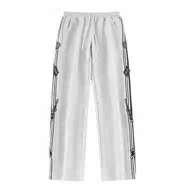 三体 水滴战舰末日之战系列 条纹撞色线条抽绳直筒宽松高街潮牌舒适时尚基础款学生多巴胺日常个性休闲裤 男女同款