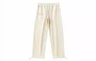 LAMLICKA Letter Stitching Casual Pants Beige