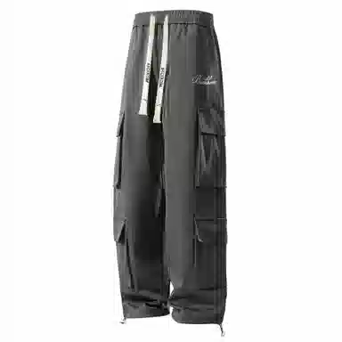 大卫贝肯 美式复古字母刺绣抽绳简约宽松机能风直筒户外通勤多口袋工装裤 男女同款