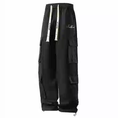 大卫贝肯 美式复古字母刺绣抽绳简约宽松机能风直筒户外通勤多口袋工装裤 男女同款