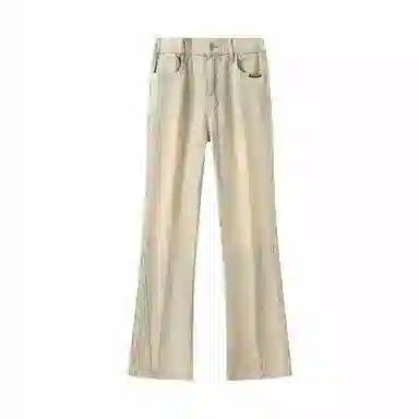 敦煌博物馆 美式复古废土风垂感舒适简约水洗做旧黄泥染微喇牛仔裤 男女同款