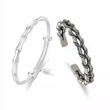 希遇 竹节 竹报平安竹叶实心推拉 合金 手镯 男女同款情侣款