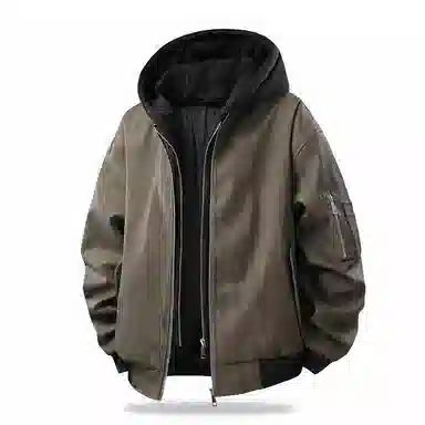 快鱼 美式高街复古纯色基础款不规则拉链宽松百搭时尚个性舒适柔软长袖皮衣 男女同款