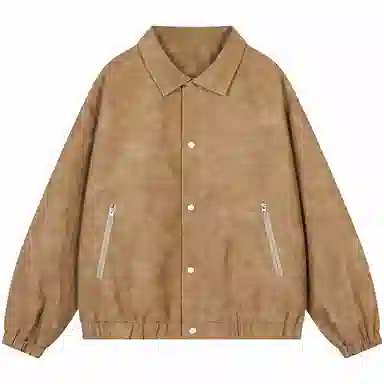 帕丁顿熊 简约字母美式街头复古设计扎染夹克宽松休闲防风防水翻领单排扣皮衣 男女同款