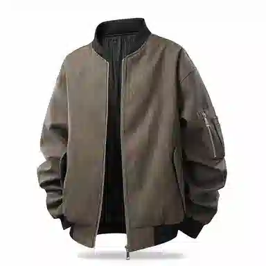 快鱼 美式高街复古纯色基础款不规则拉链宽松百搭时尚个性舒适柔软长袖皮衣 男女同款