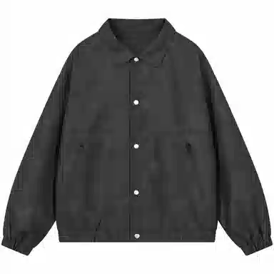帕丁顿熊 简约字母美式街头复古设计扎染夹克宽松休闲防风防水翻领单排扣皮衣 男女同款