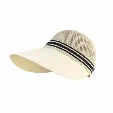 钓鱼熊 镂空 速干透气沙滩户外遮阳防晒可扎马尾时尚 聚酯纤维 帽子 男女同款情侣款