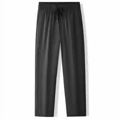 鸭鸭 纯色韩版休闲基础百搭中高腰系带防寒保暖加厚羽绒裤/棉裤 男款 黑色