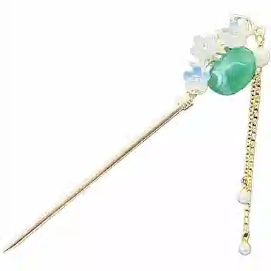 【花好月圆】 指尖瑰宝 新中式古风琉璃花朵中式高级感小众汉服盘发流苏步摇汉服旗袍马面裙百搭 镀银 发簪 女款