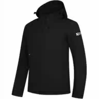 乔丹 运动休闲简约纯色连帽拉链风衣 男款 黑色