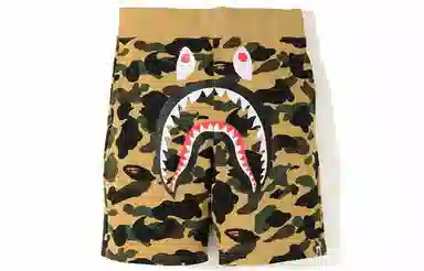 A BATHING APE 1st Camo Shark Sweat Shorts Yellow Camo