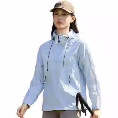 木林森 防紫外线休闲薄款透气纯色户外骑行爬山加宽帽檐连帽防晒服 男女同款