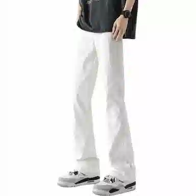 八哥 美式巴黎复古高街简约基础款轻度水洗做旧中腰直筒显高纯色日常通勤时尚休闲宽松垂感阔腿百搭弹力纯色牛仔裤 男女同款