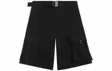 中国李宁 宽松休闲纯色运动工装短裤 男款 黑色