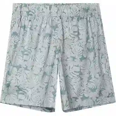 乔丹 满印宽松透气耐磨速干五分休闲短裤 男款 山影绿/浅苔灰