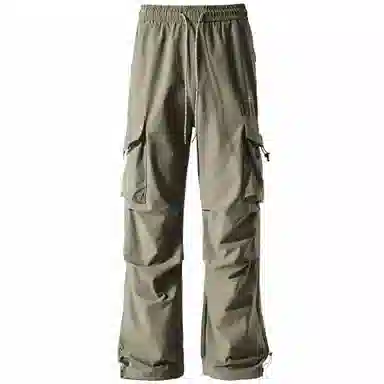 稻草人 美式高街潮流复古系带无性别主义凉感速干亲肤舒适防紫外线高级感纯色简约时尚大口袋通勤户外耐磨机能休闲工装裤 男女同款