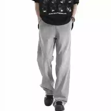 八哥 美式巴黎复古高街简约基础款轻度水洗做旧中腰直筒显高纯色日常通勤时尚休闲宽松垂感阔腿百搭弹力纯色牛仔裤 男女同款