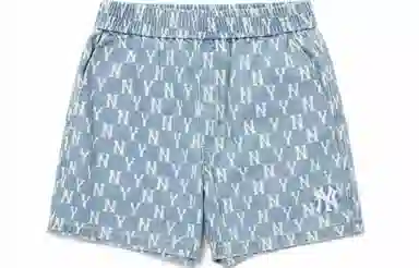 MLB Classic Logo Denim Shorts Light Blue