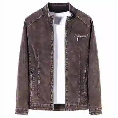 大白鲨 纯色百搭舒适皮衣 男款