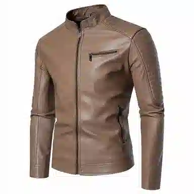 大白鲨 休闲机车夹克潮男痞帅高级感皮衣 男款