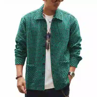 格蓝鹿 时尚百搭宽松提花长袖衬衫 男款