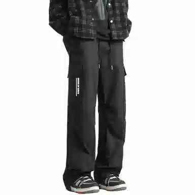 王者荣耀 美式复古高街反光银潮流百搭口袋长裤垂感运动直筒超薄宽松工装裤 男女同款