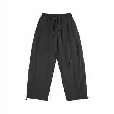 兔先森 山系撞色字母刺绣多拉链摇粒绒加绒加厚保暖裤脚可调节直筒宽松工装长裤休闲裤 男女同款