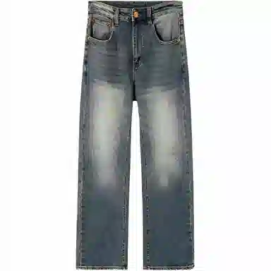 ALL IN Washed Straight Jeans Blue