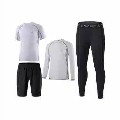 匹克 纯色字母印花休闲跑步健身运动速干透气健身四件套 男款 黑色+黑色