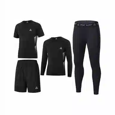 匹克 纯色套头跑步篮球运动紧身速干透气健身四件套休闲运动套装 男款