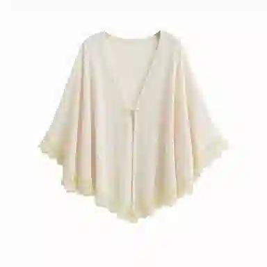 北极绒 国风潮流旗袍外搭中式轻薄透气精美花边百搭户外出游开衫 披肩 女款