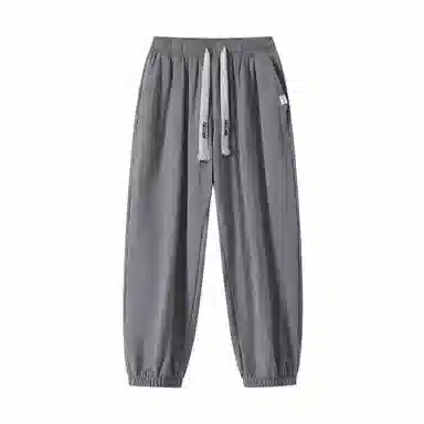 三体 冰丝垂感拖地透气美式复古基础纯色简约百搭户外通勤潮牌高街抽绳宽松直筒柔软舒适弹力学生多巴胺休闲裤 男女同款