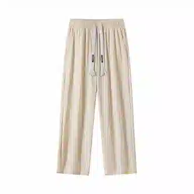 三体 冰丝直筒垂感拖地透气美式复古基础纯色简约抽绳宽松柔软舒适百搭户外通勤弹力学生多巴胺薄款显瘦高街潮牌休闲裤 男女同款