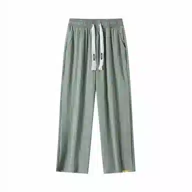 三体 冰丝直筒垂感拖地透气美式复古基础纯色简约抽绳宽松柔软舒适百搭户外通勤弹力学生多巴胺薄款显瘦高街潮牌休闲裤 男女同款