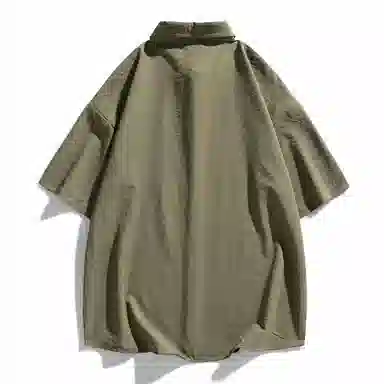 袋鼠 美式冰丝透气亲肤舒适纯色简约基础款多巴胺配色休闲百搭宽松短袖衬衫 男女同款