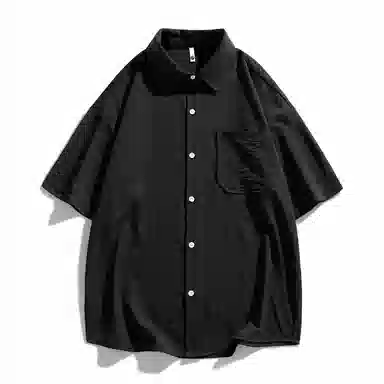 袋鼠 美式冰丝透气亲肤舒适纯色简约基础款多巴胺配色休闲百搭宽松短袖衬衫 男女同款